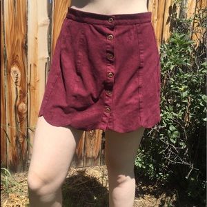 short maroon Kendall + Kylie skirt